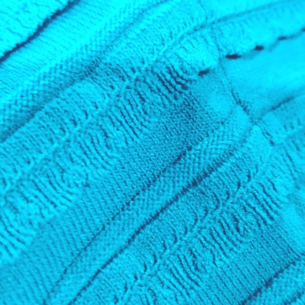 Michael kors turquoise stretch knit dress lace trim short sleeve